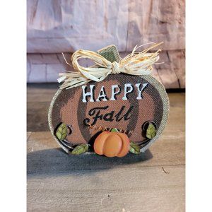 Wooden Happy Fall pumpkin hay autumn harvest sign decor